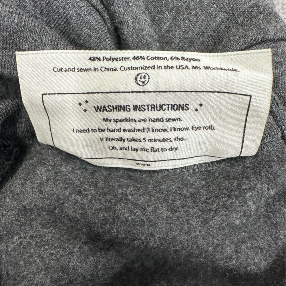 Spanx x Bow & Drape Sweatshirt Fry Day Sequin Size Medium Crewneck Gray - Picture 5 of 5